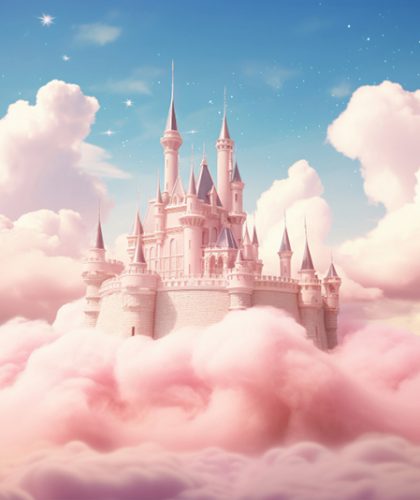 3D animation castle on the cloud